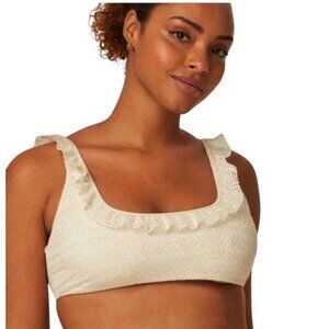 Andie Women's S The Hydra Swim Top Crochet‎ Vanilla Ruffle NWT 9571